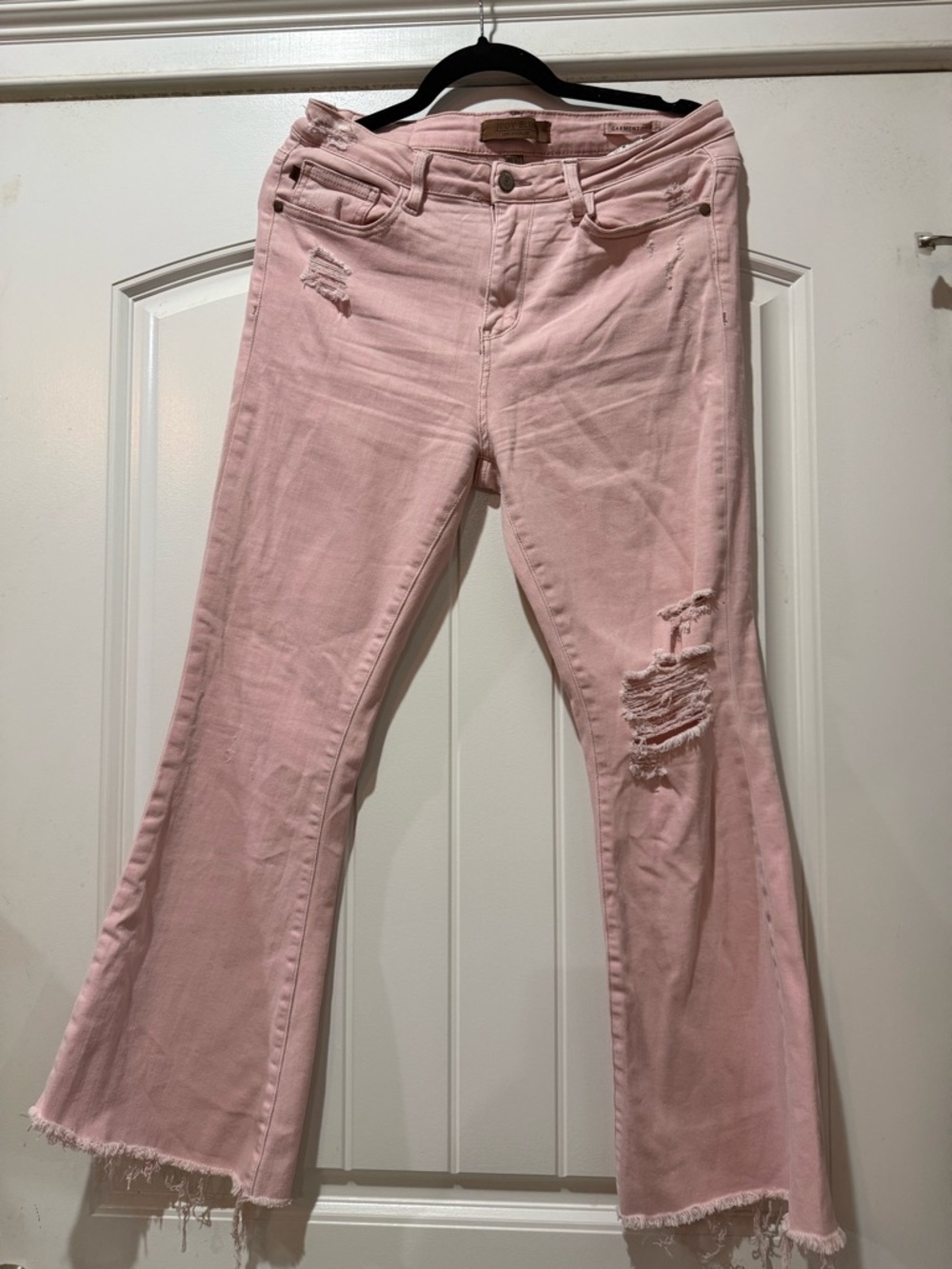 Judy Blue Light Pink Distressed Flare Jeans